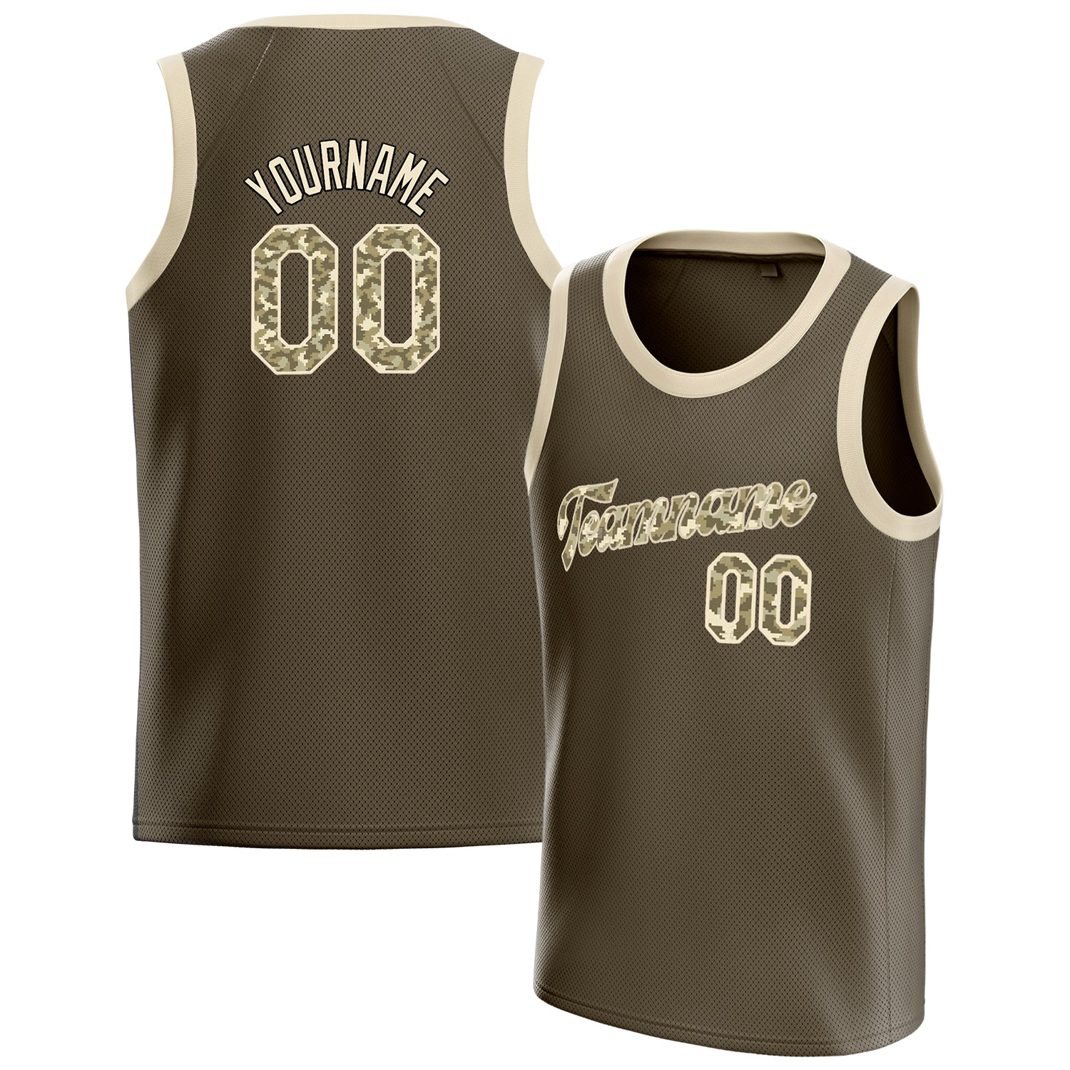 Custom Olive Camo Solid-Color Basketball Jersey