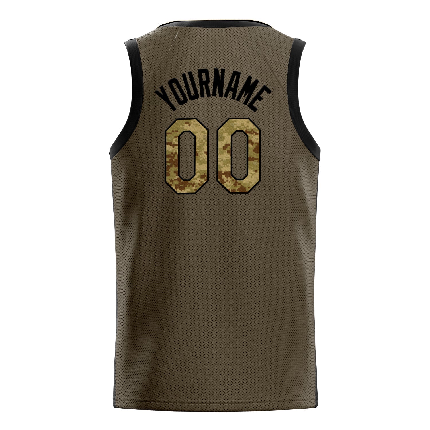 Custom Olive Camo Solid-Color Basketball Jersey