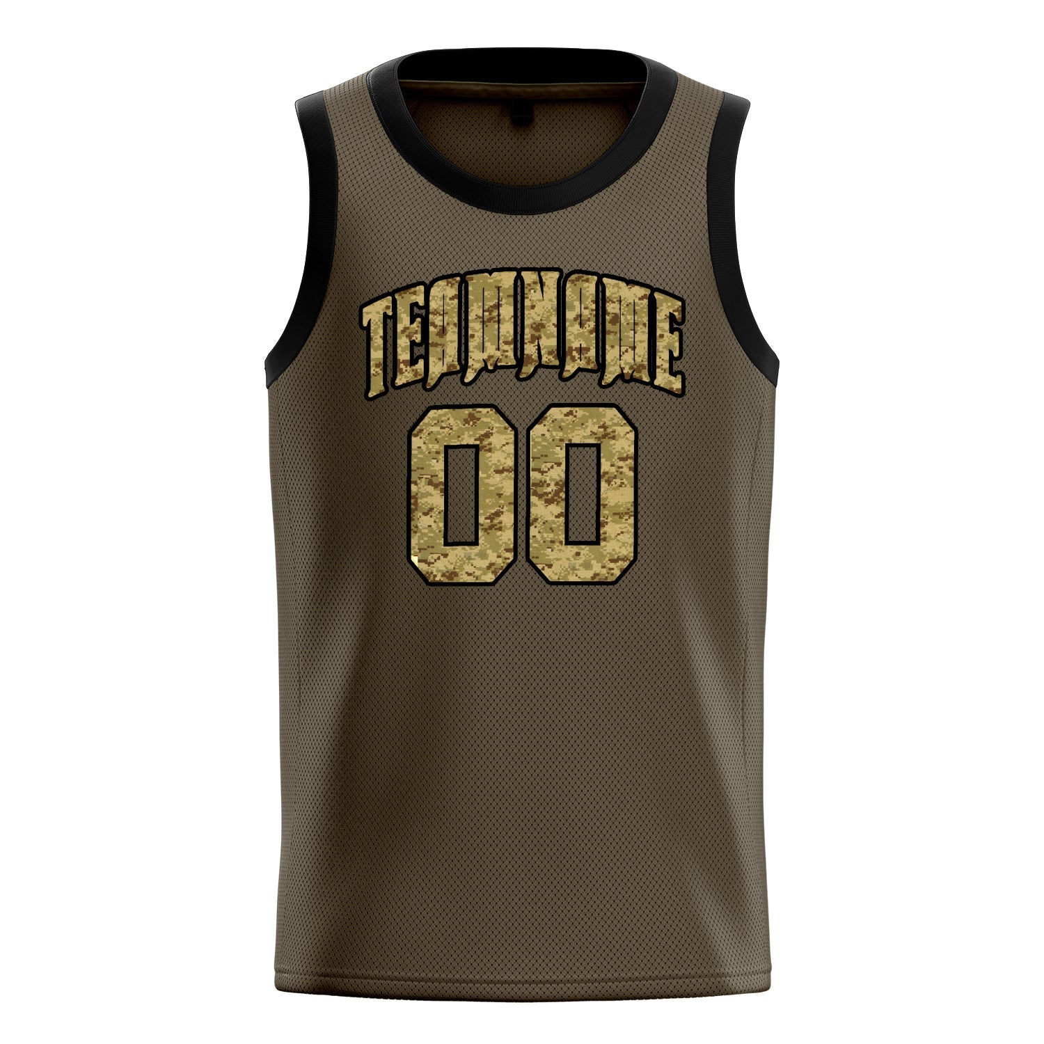 Custom Olive Camo Solid-Color Basketball Jersey