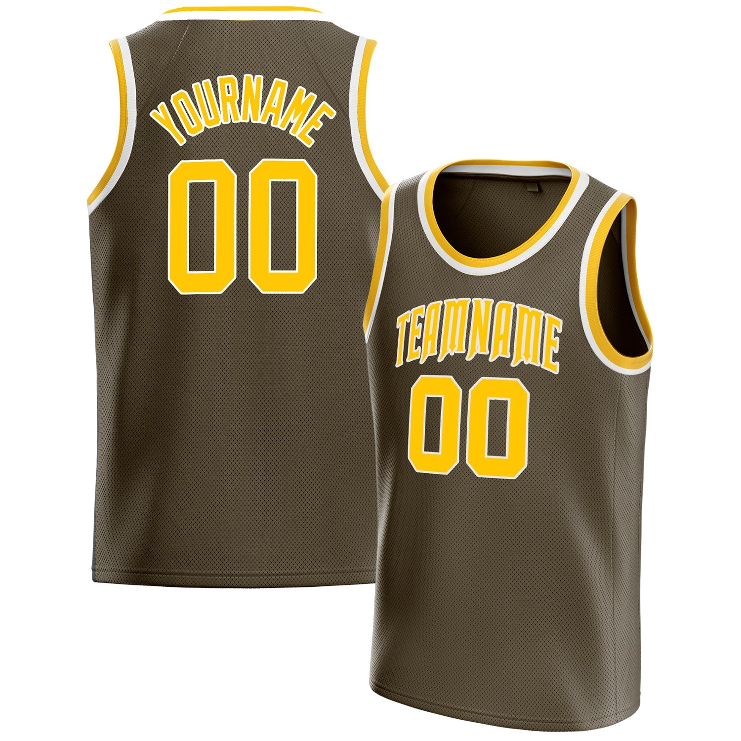 Custom Olive Gold Solid-Color Basketball Jersey