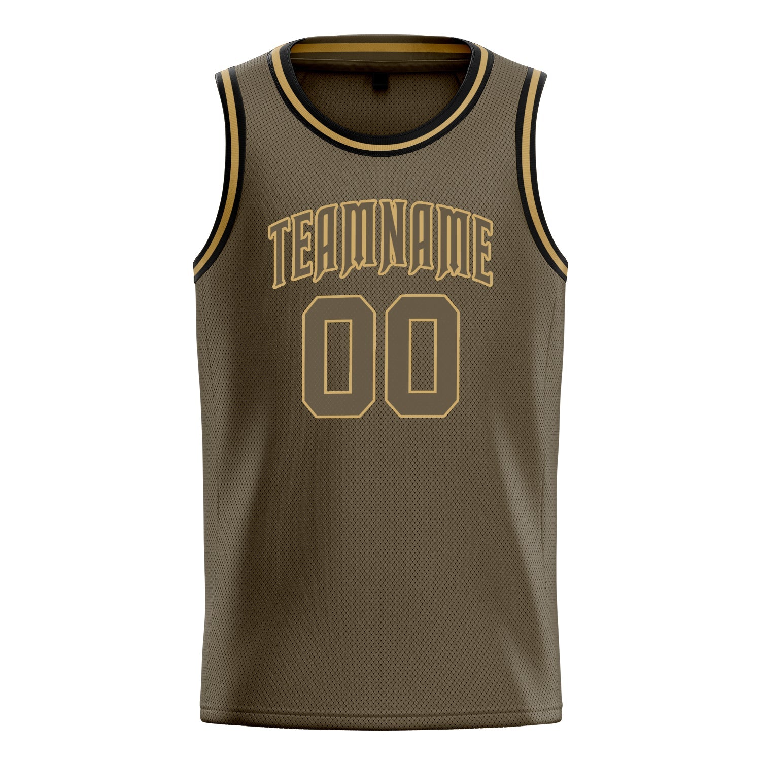 Custom Olive Old-Gold Solid-Color Basketball Jersey