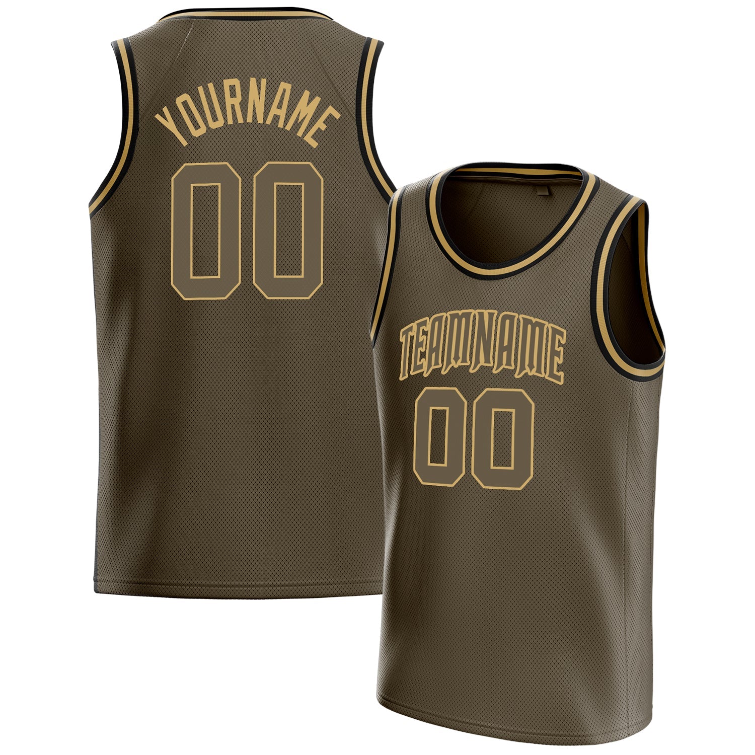 Custom Olive Old-Gold Solid-Color Basketball Jersey