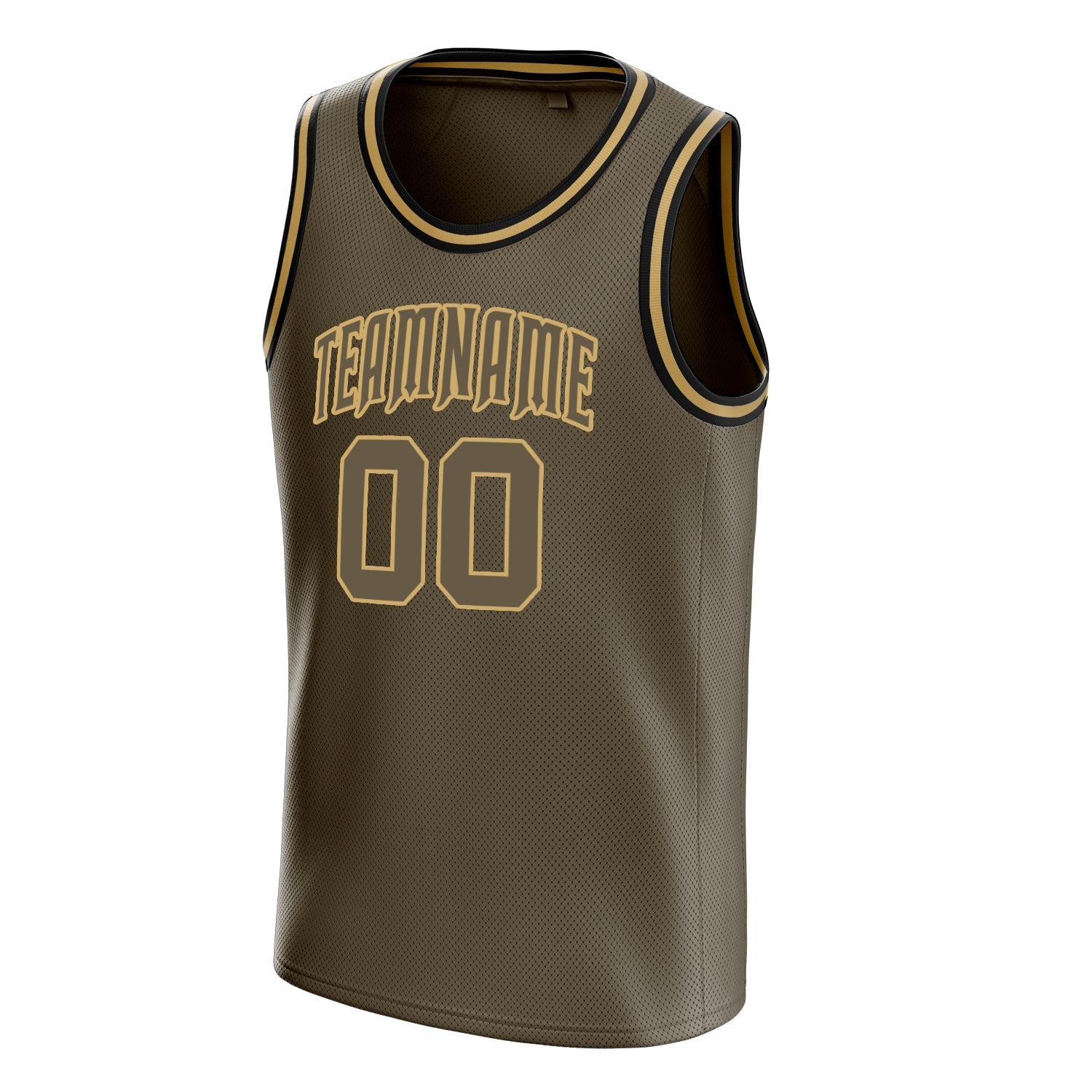Custom Olive Old-Gold Solid-Color Basketball Jersey