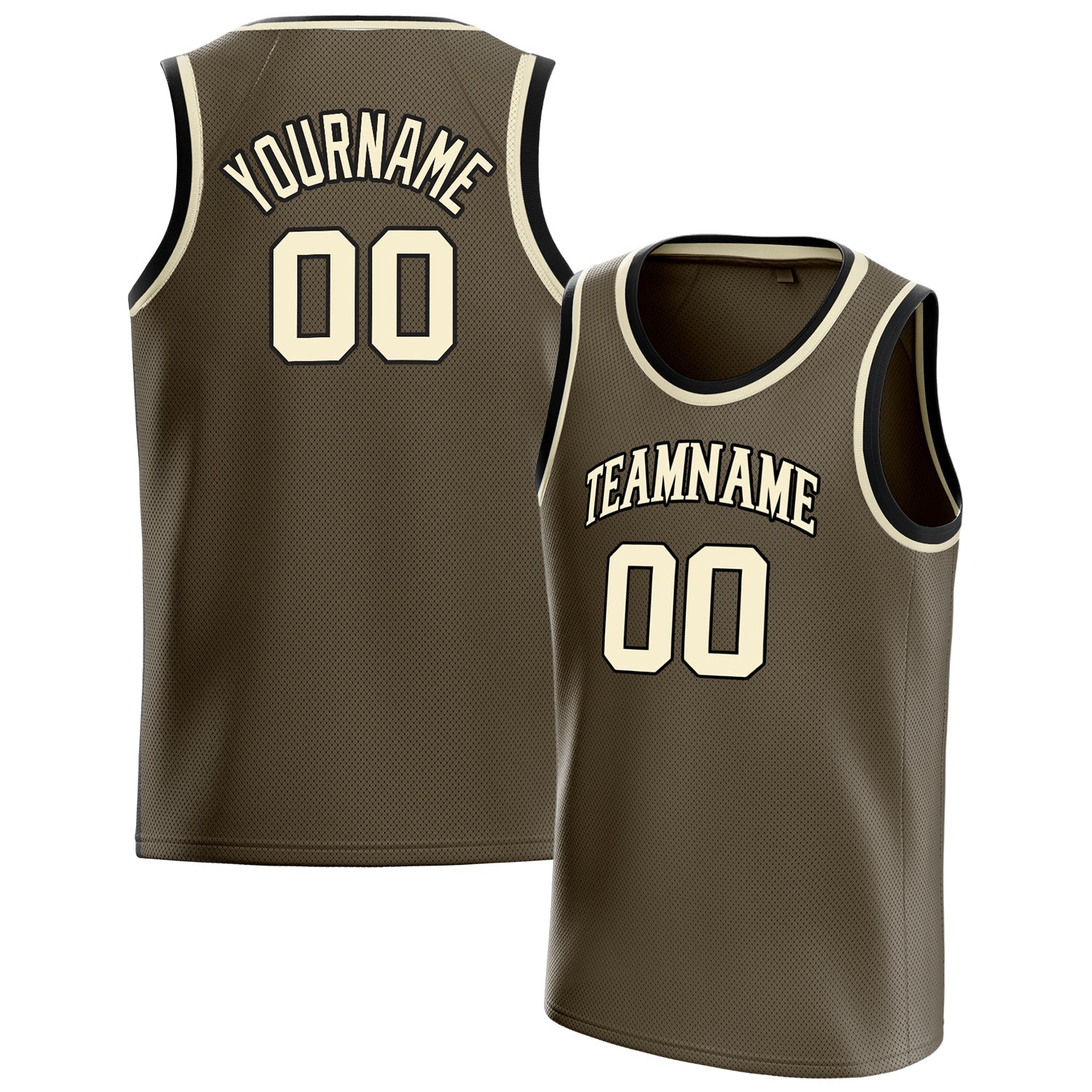 Custom Olive Cream Solid-Color Basketball Jersey