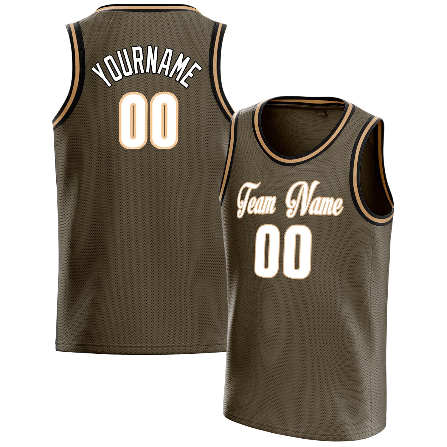 Custom Olive White Solid-Color Basketball Jersey