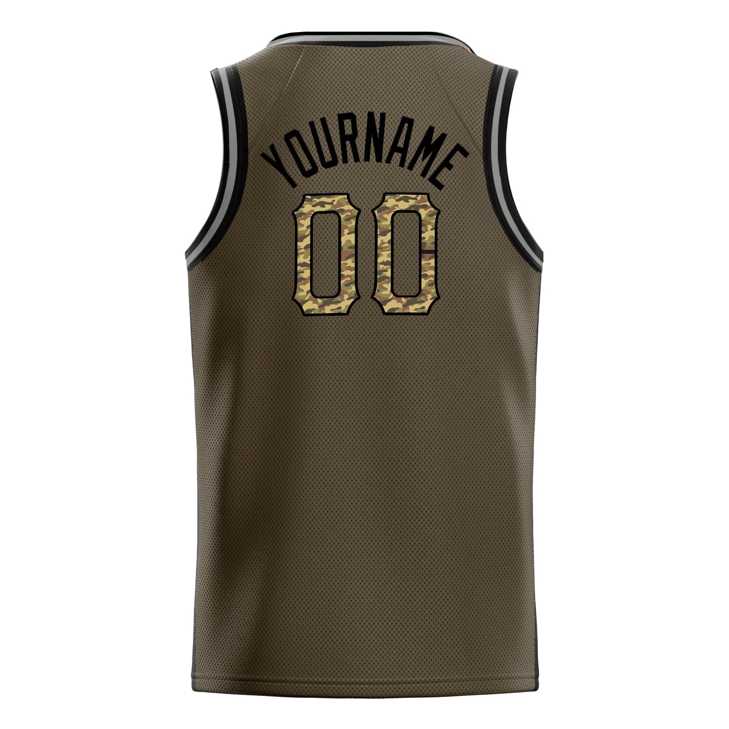 Custom Olive Camo Solid-Color Basketball Jersey