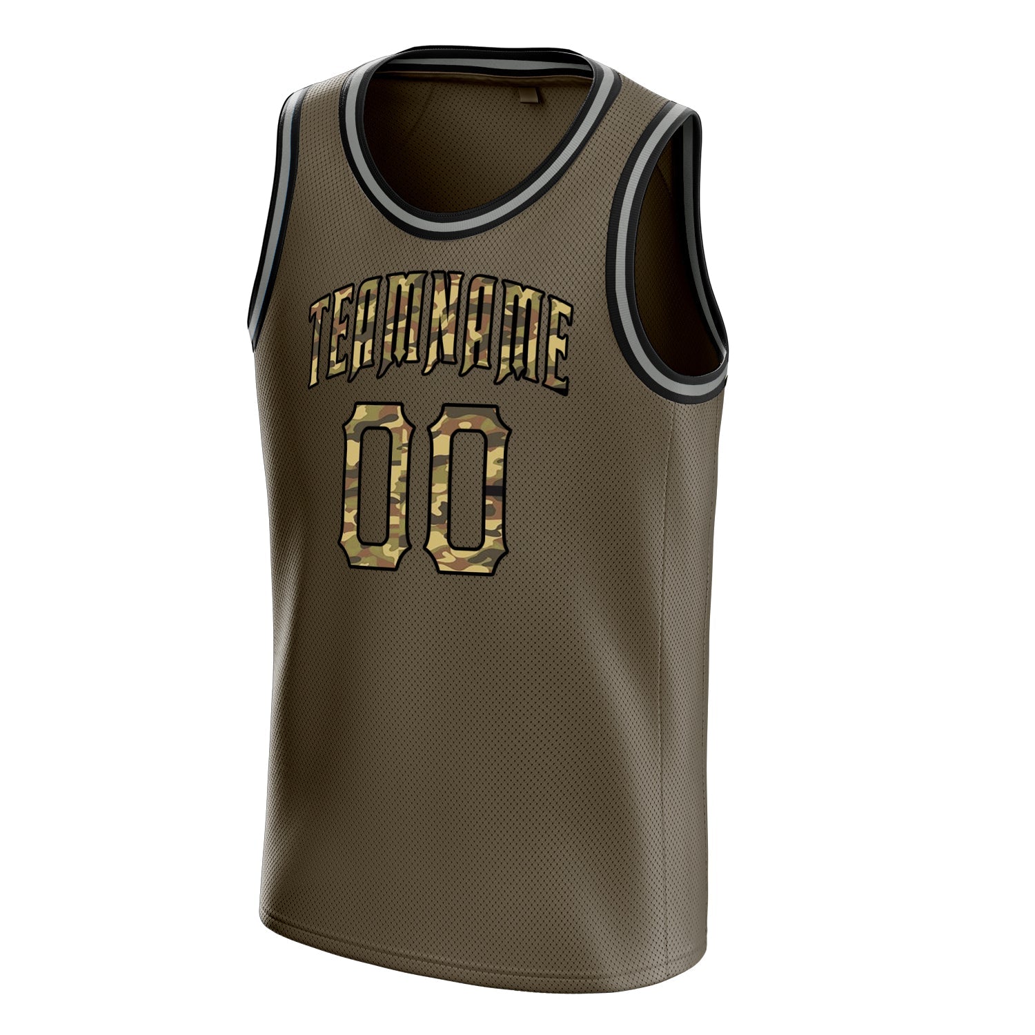 Custom Olive Camo Solid-Color Basketball Jersey
