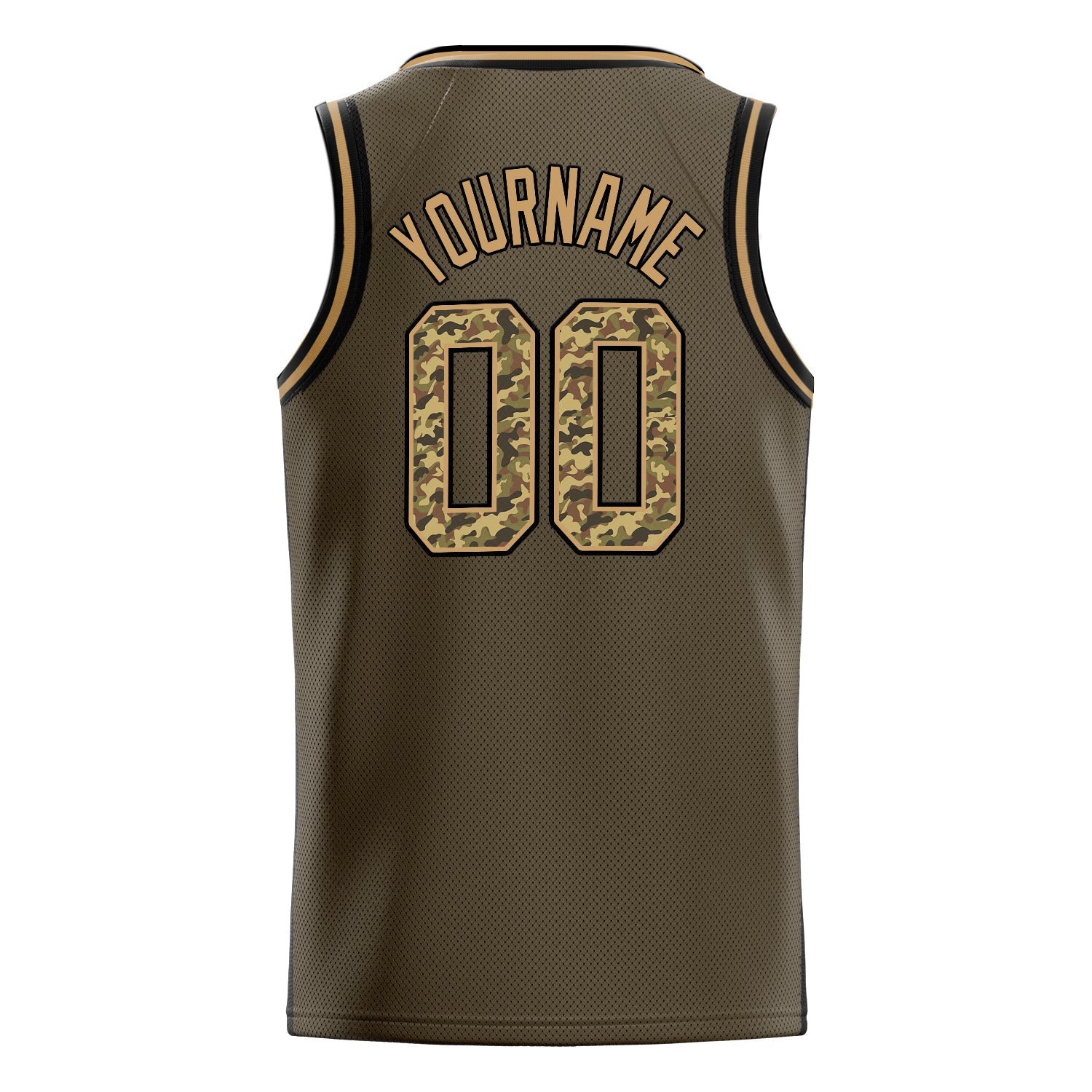 Custom Olive Camo Solid-Color Basketball Jersey