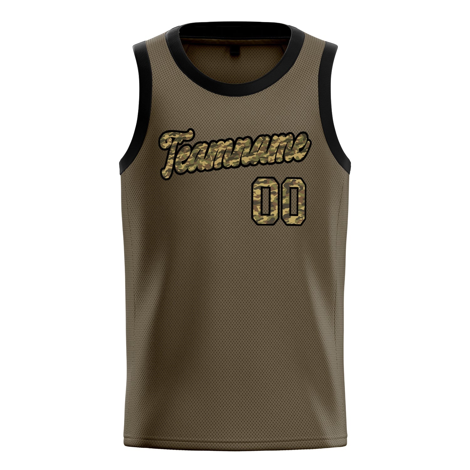 Custom Olive Camo Solid-Color Basketball Jersey