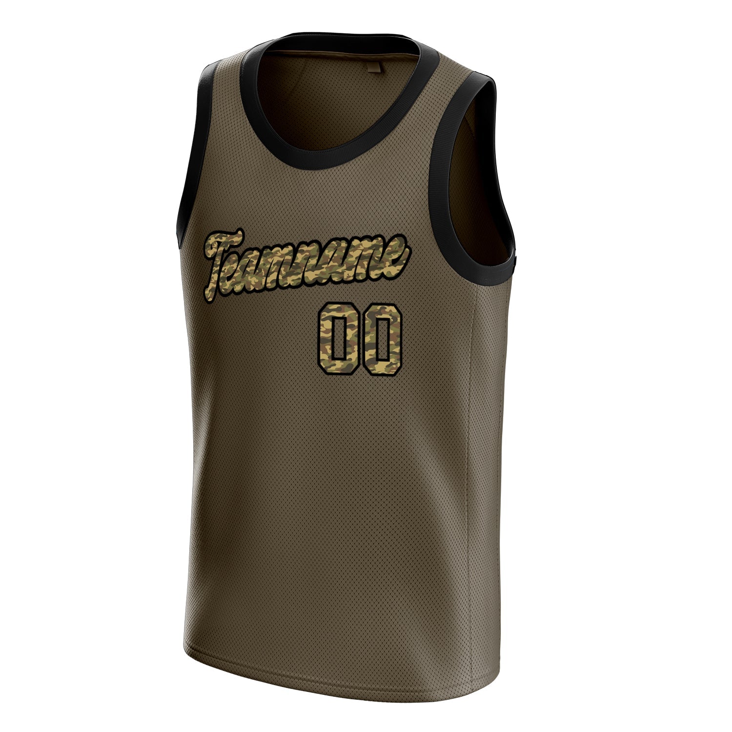 Custom Olive Camo Solid-Color Basketball Jersey