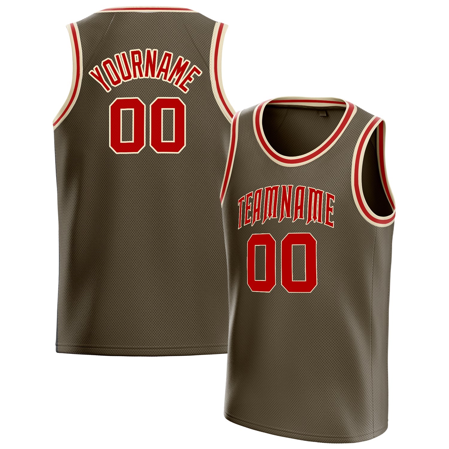 Custom Olive Red Solid-Color Basketball Jersey
