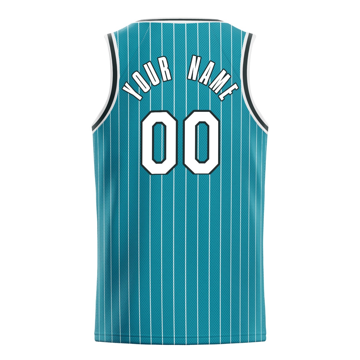 Custom Teal White White-Pinstripe Basketball Jersey
