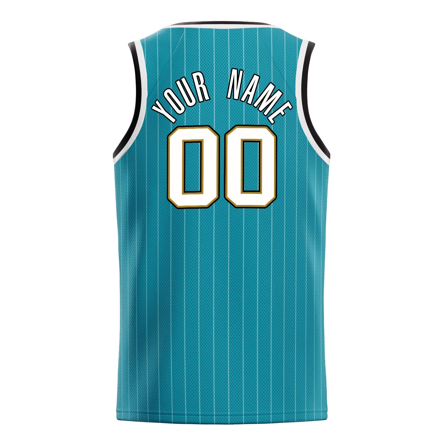 Custom Teal White White-Pinstripe Basketball Jersey
