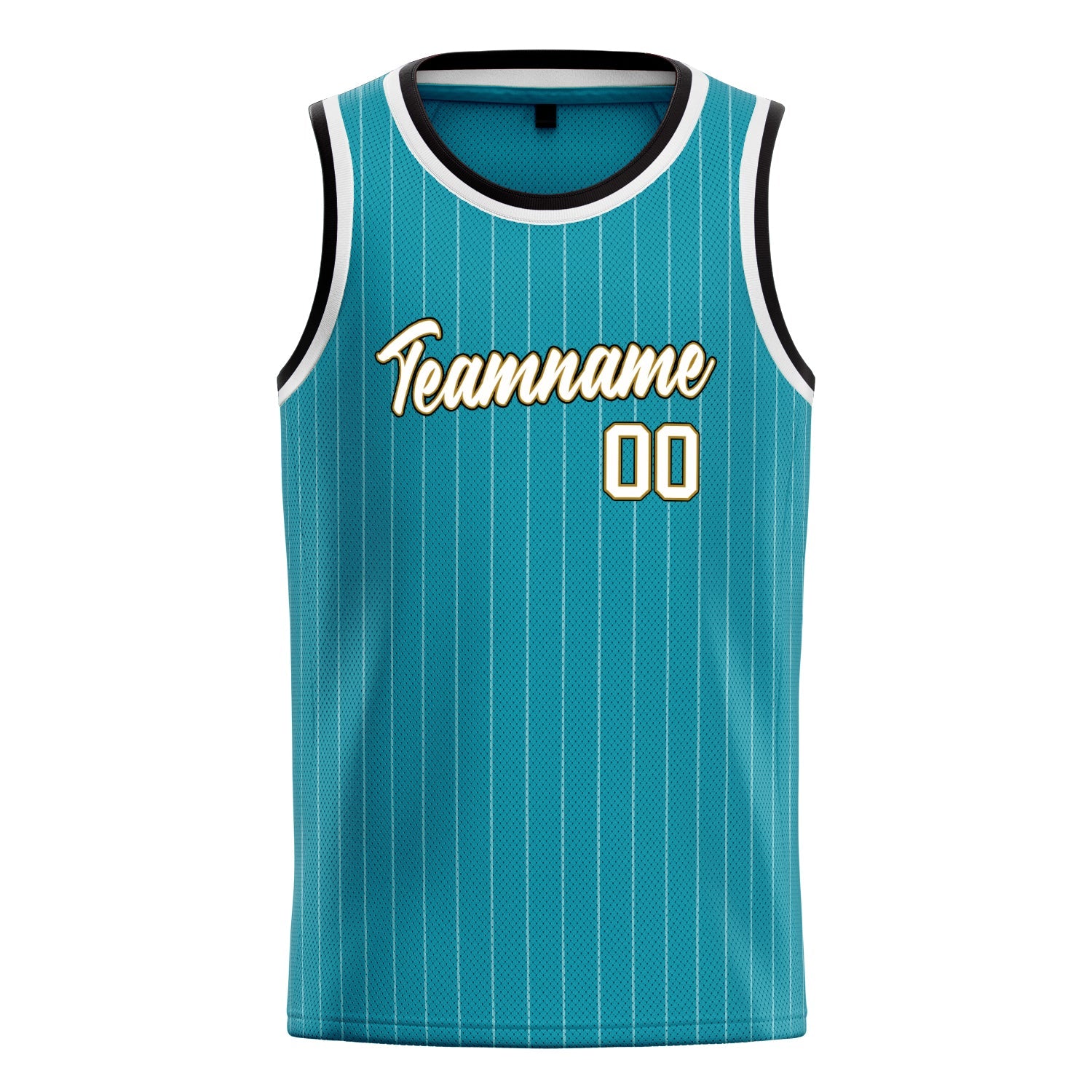 Custom Teal White White-Pinstripe Basketball Jersey