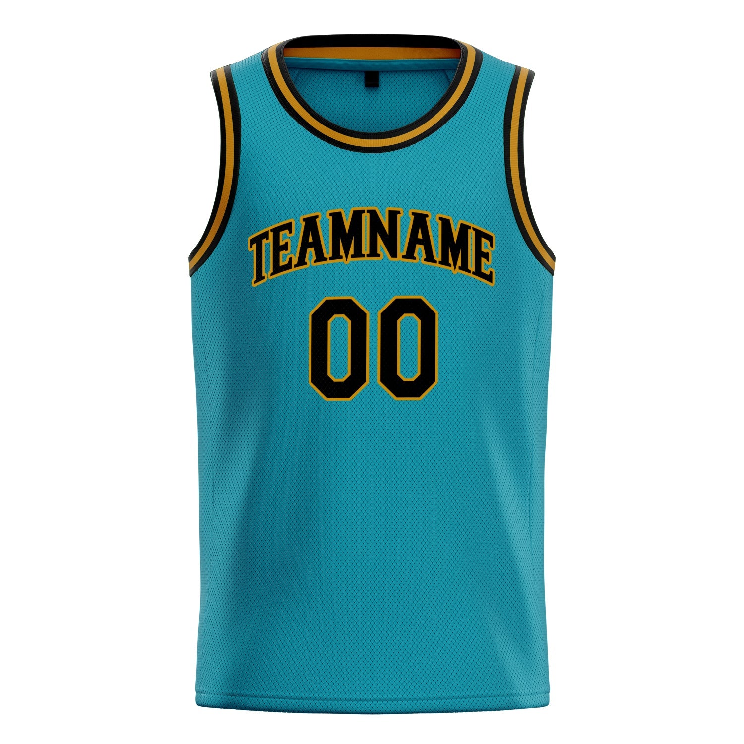 Custom Teal Black Solid-Color Basketball Jersey