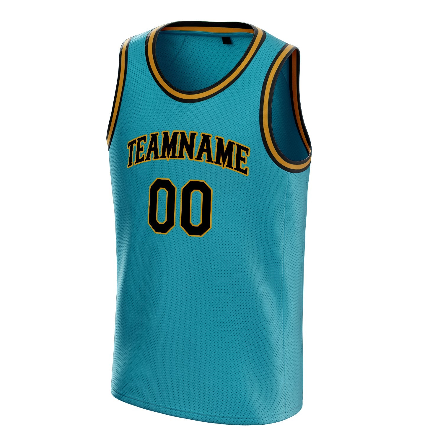 Custom Teal Black Solid-Color Basketball Jersey
