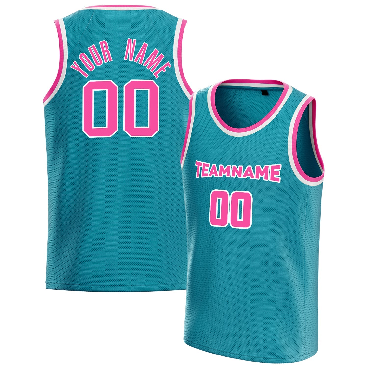 Custom Teal Pink Solid-Color Basketball Jersey