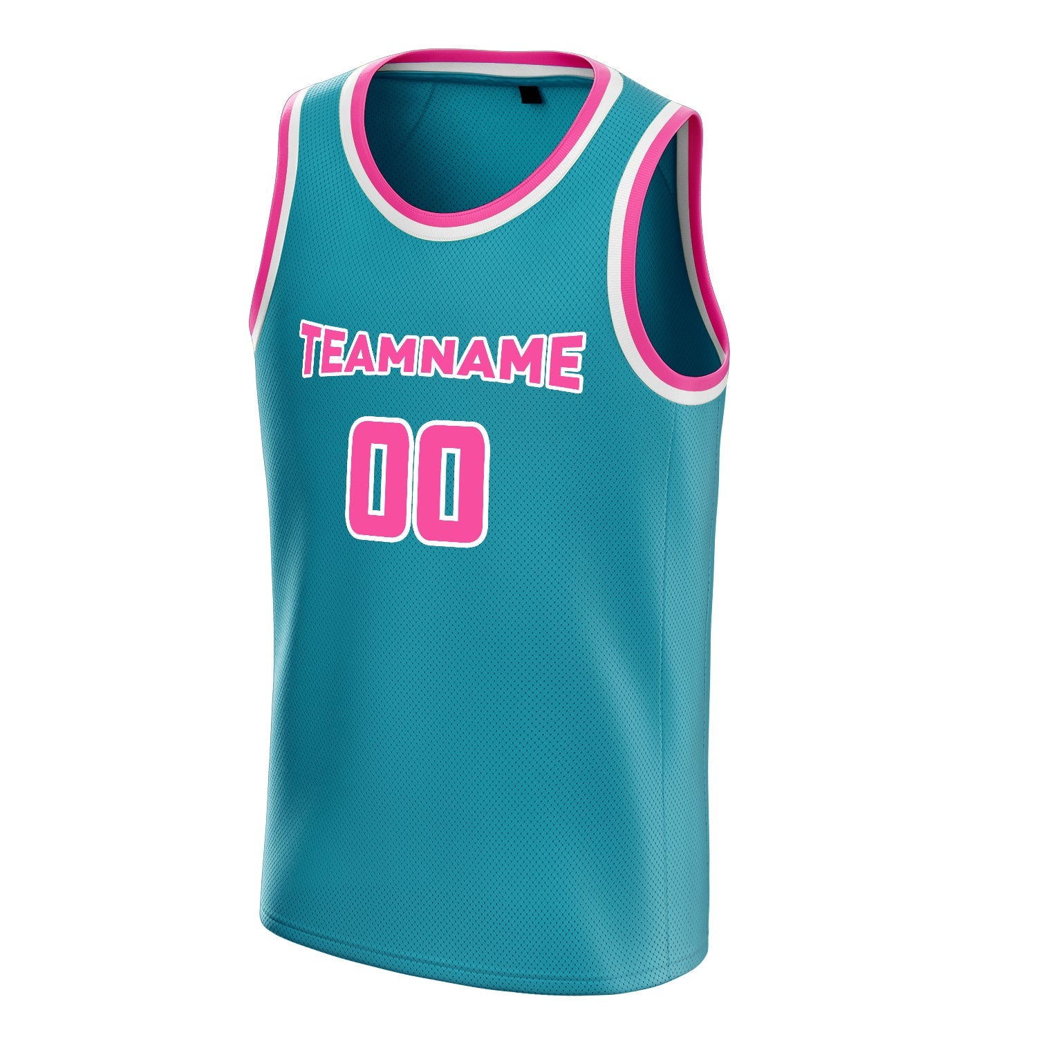 Custom Teal Pink Solid-Color Basketball Jersey
