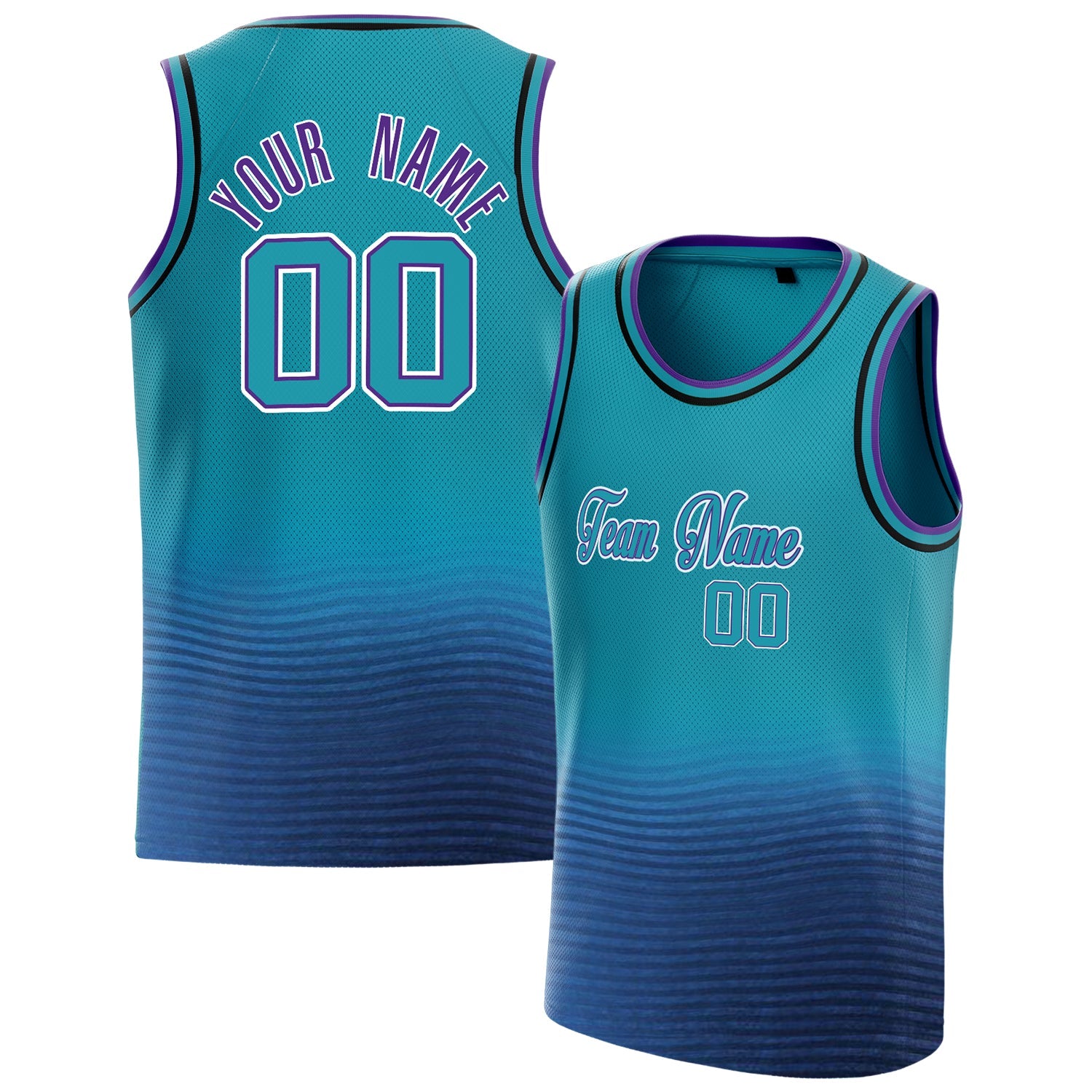 Custom Teal Purple Fade Basketball Jersey