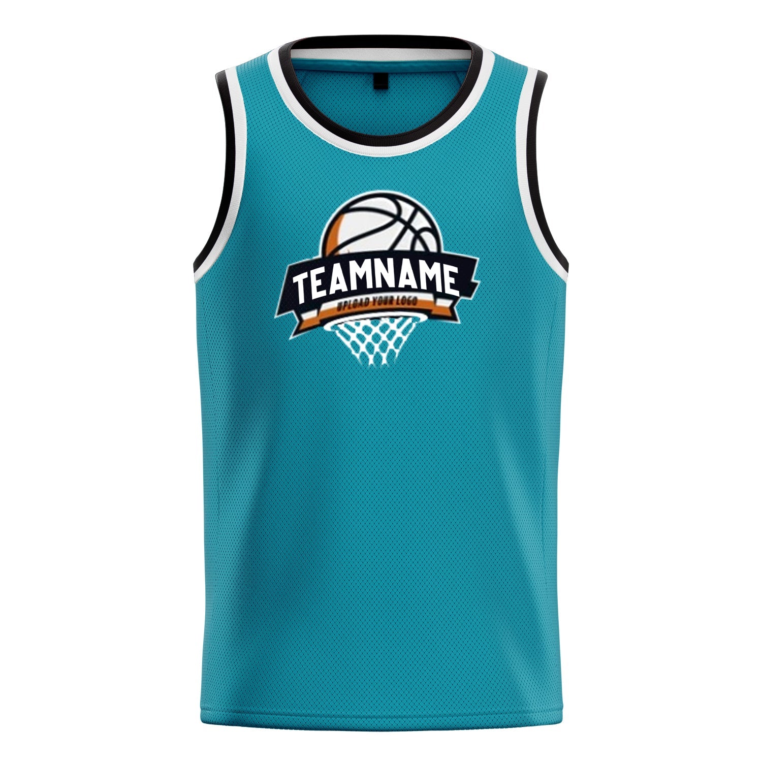 Custom Teal Black Solid-Color Basketball Jersey