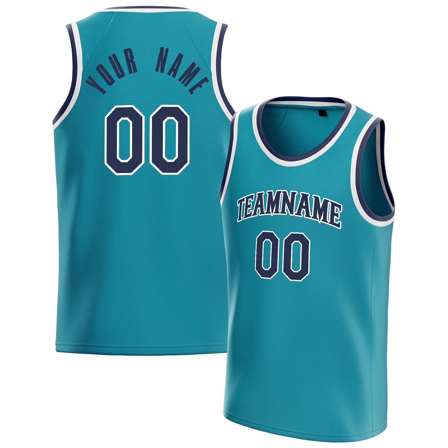 Custom Teal Navy Solid-Color Basketball Jersey