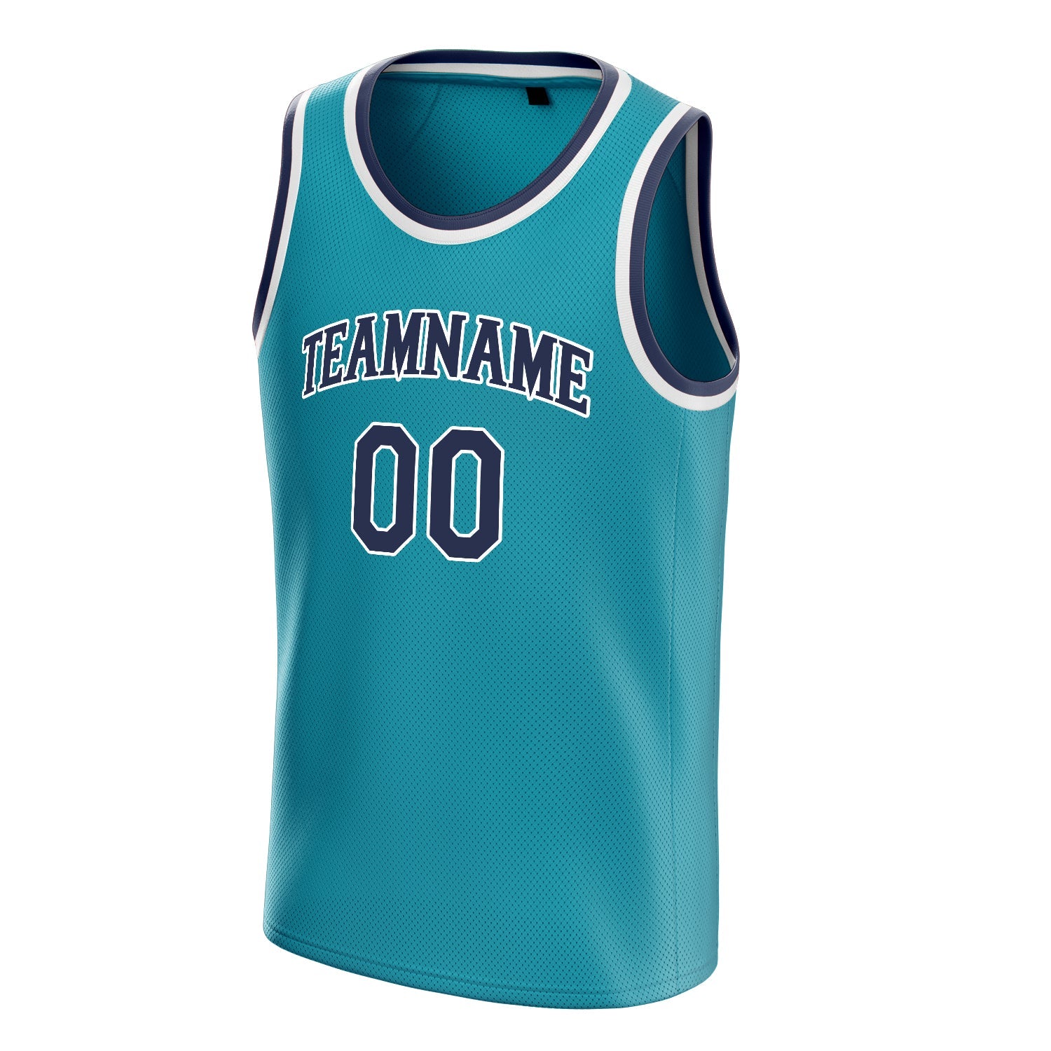 Custom Teal Navy Solid-Color Basketball Jersey