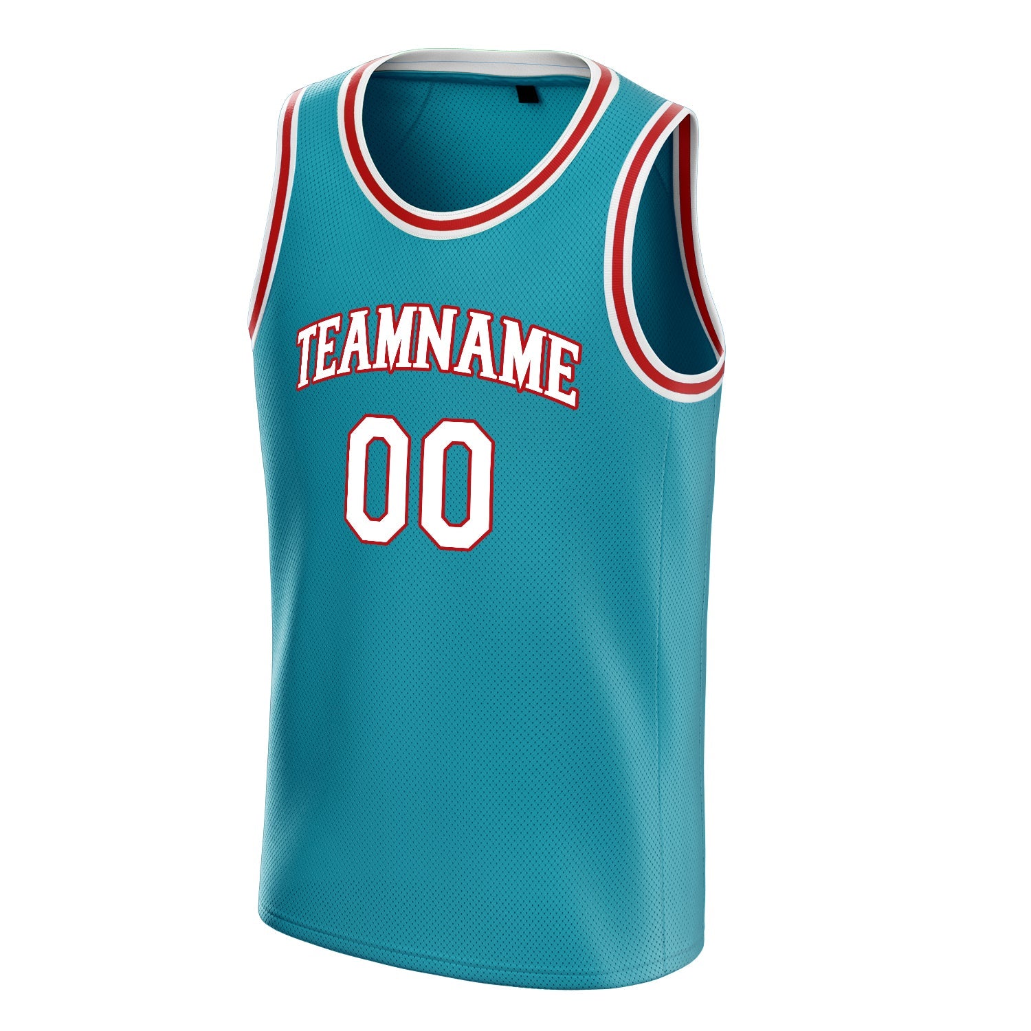 Custom Teal White Solid-Color Basketball Jersey