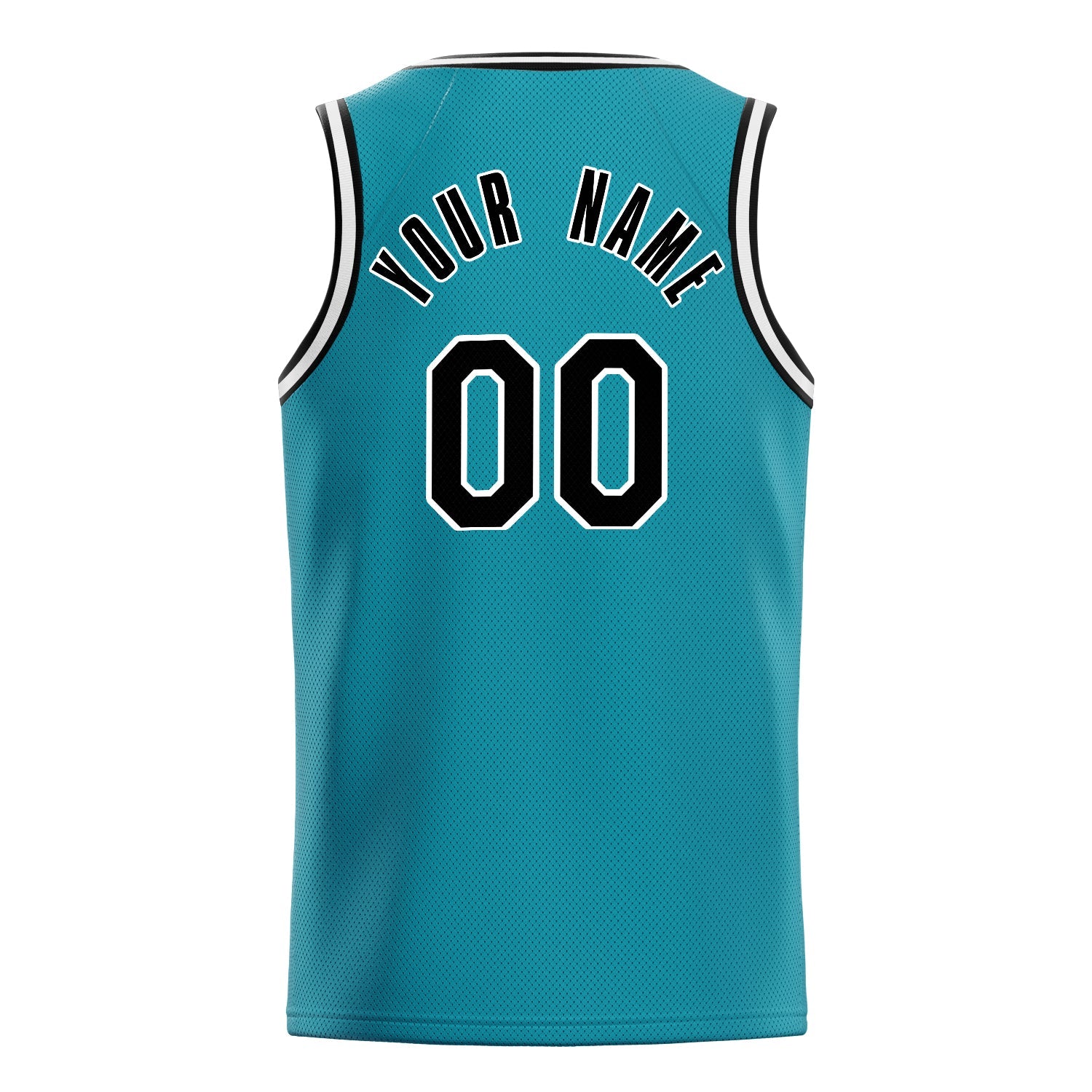 Custom Teal Black Solid-Color Basketball Jersey