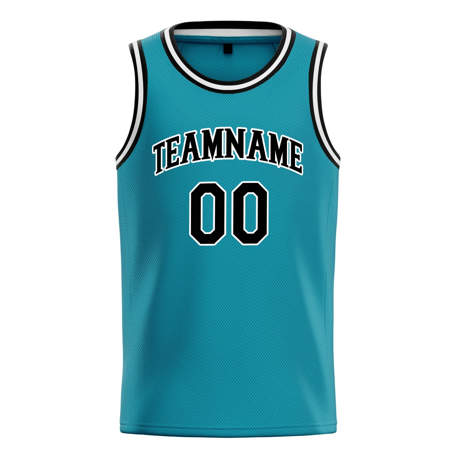 Custom Teal Black Solid-Color Basketball Jersey