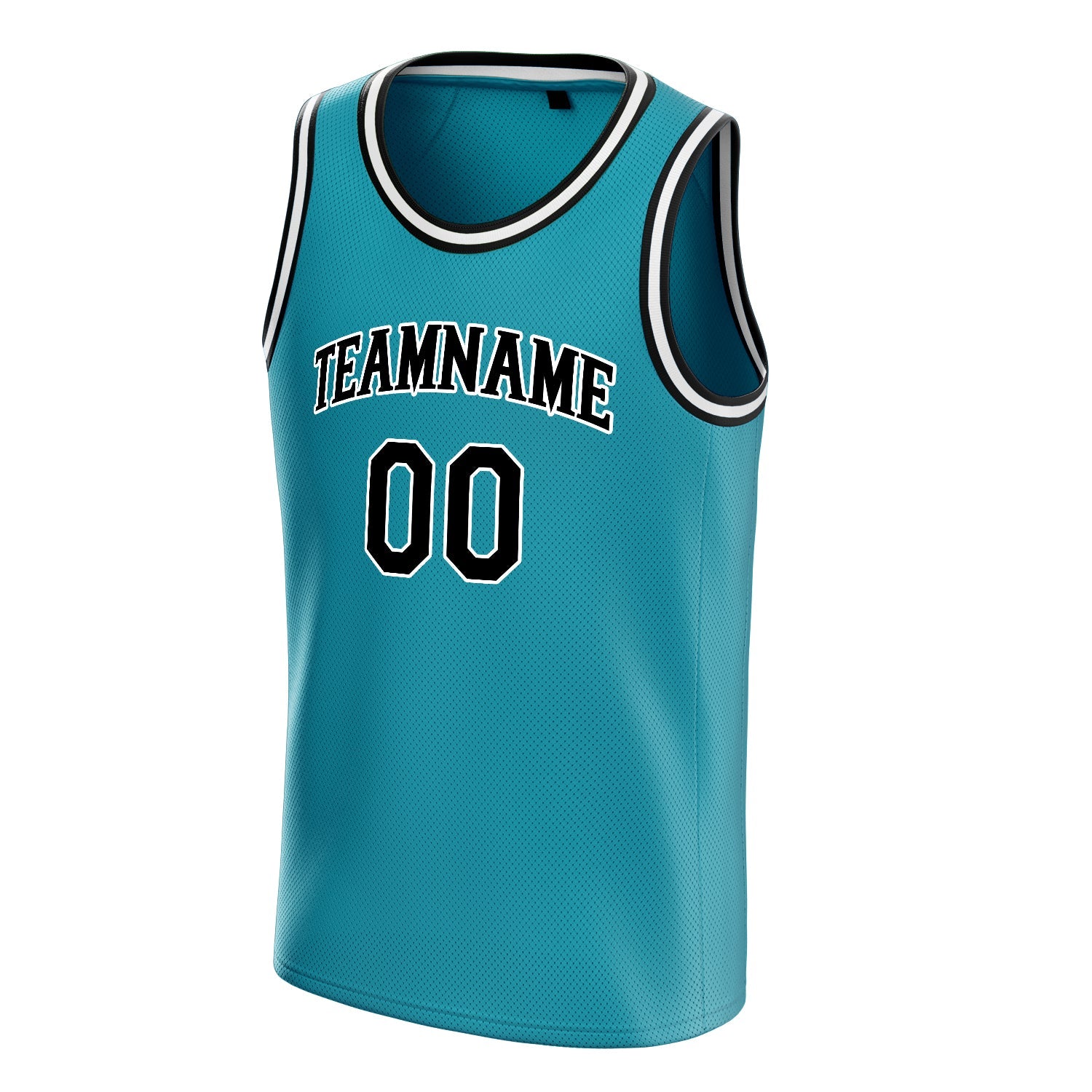 Custom Teal Black Solid-Color Basketball Jersey