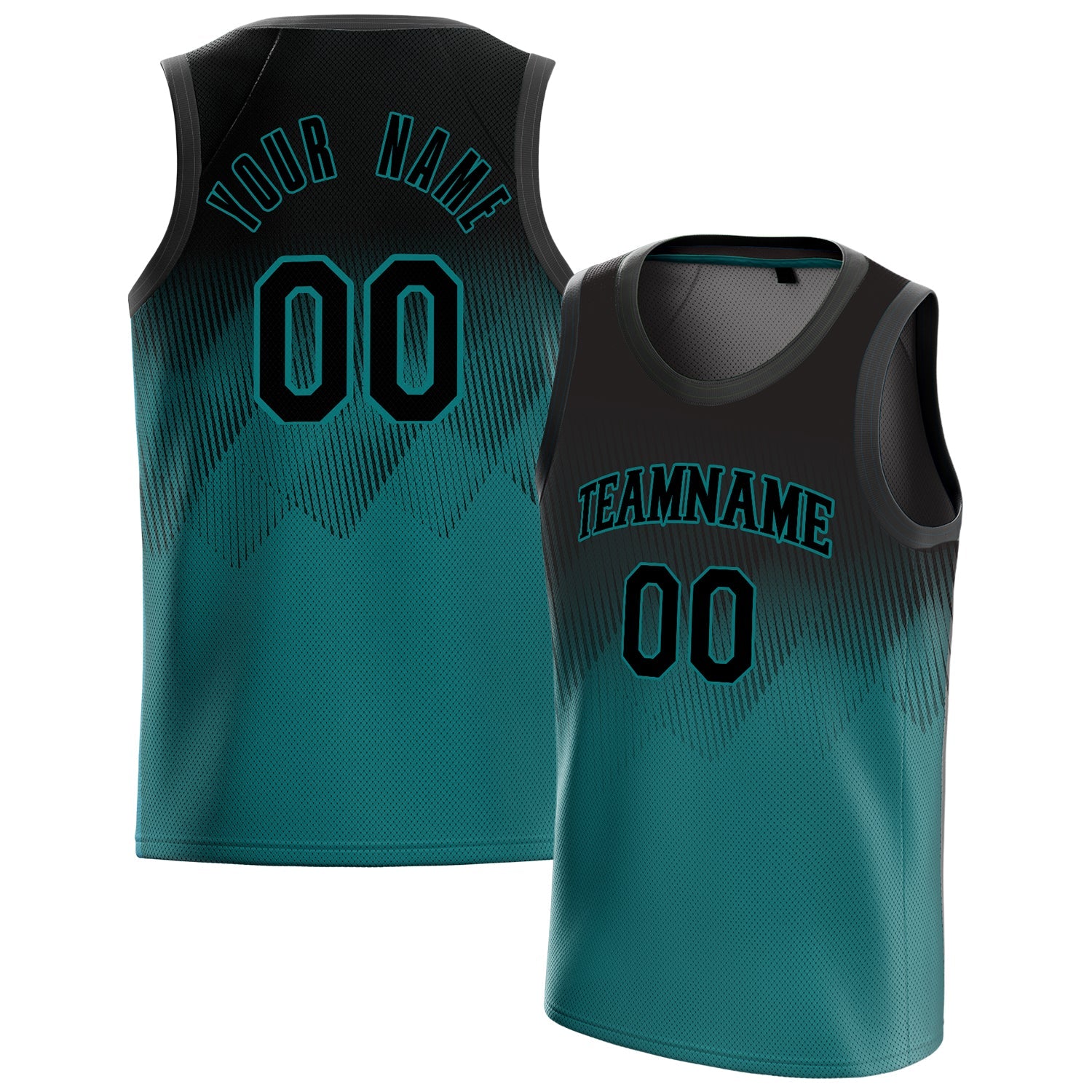 Custom Teal Black Fade Basketball Jersey