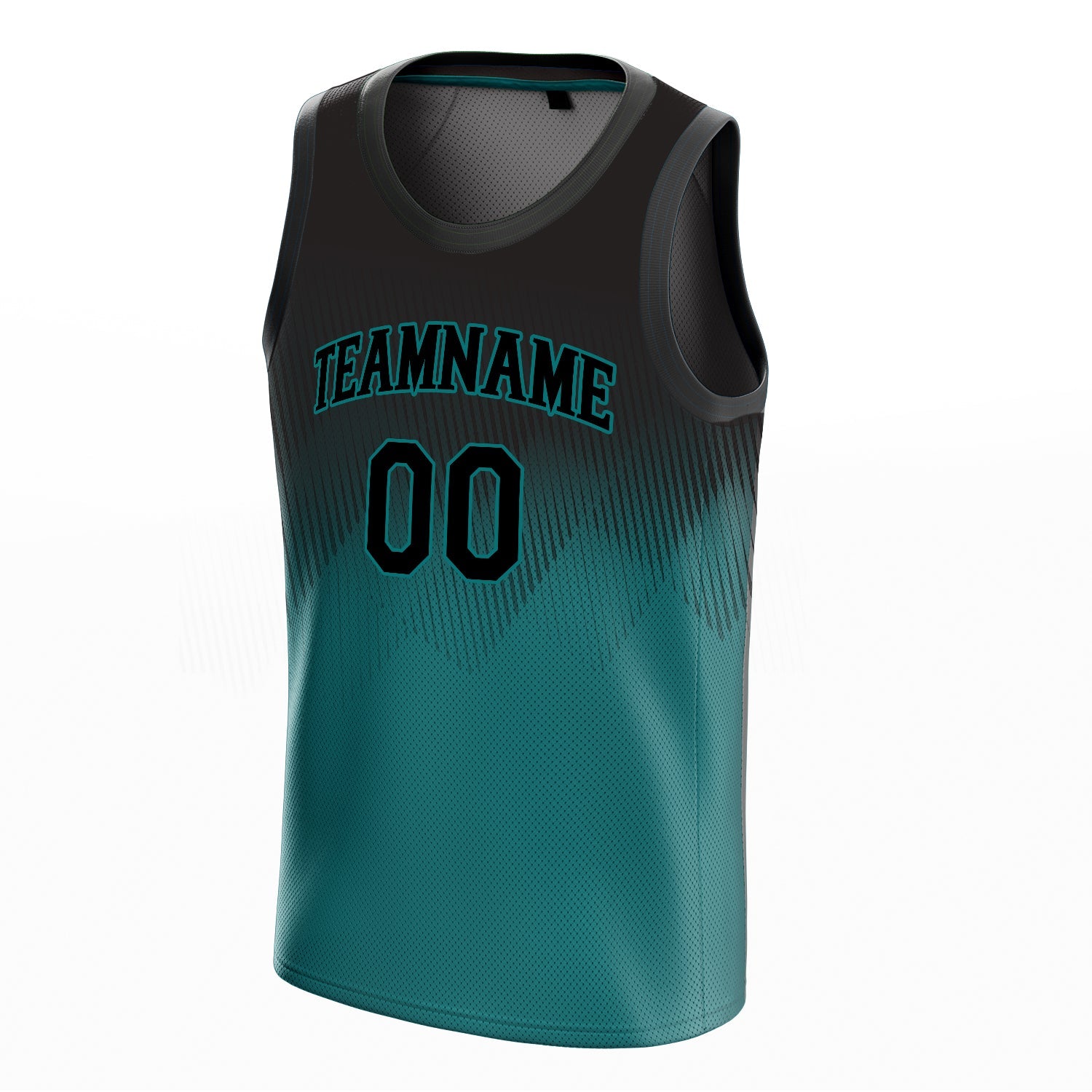 Custom Teal Black Fade Basketball Jersey