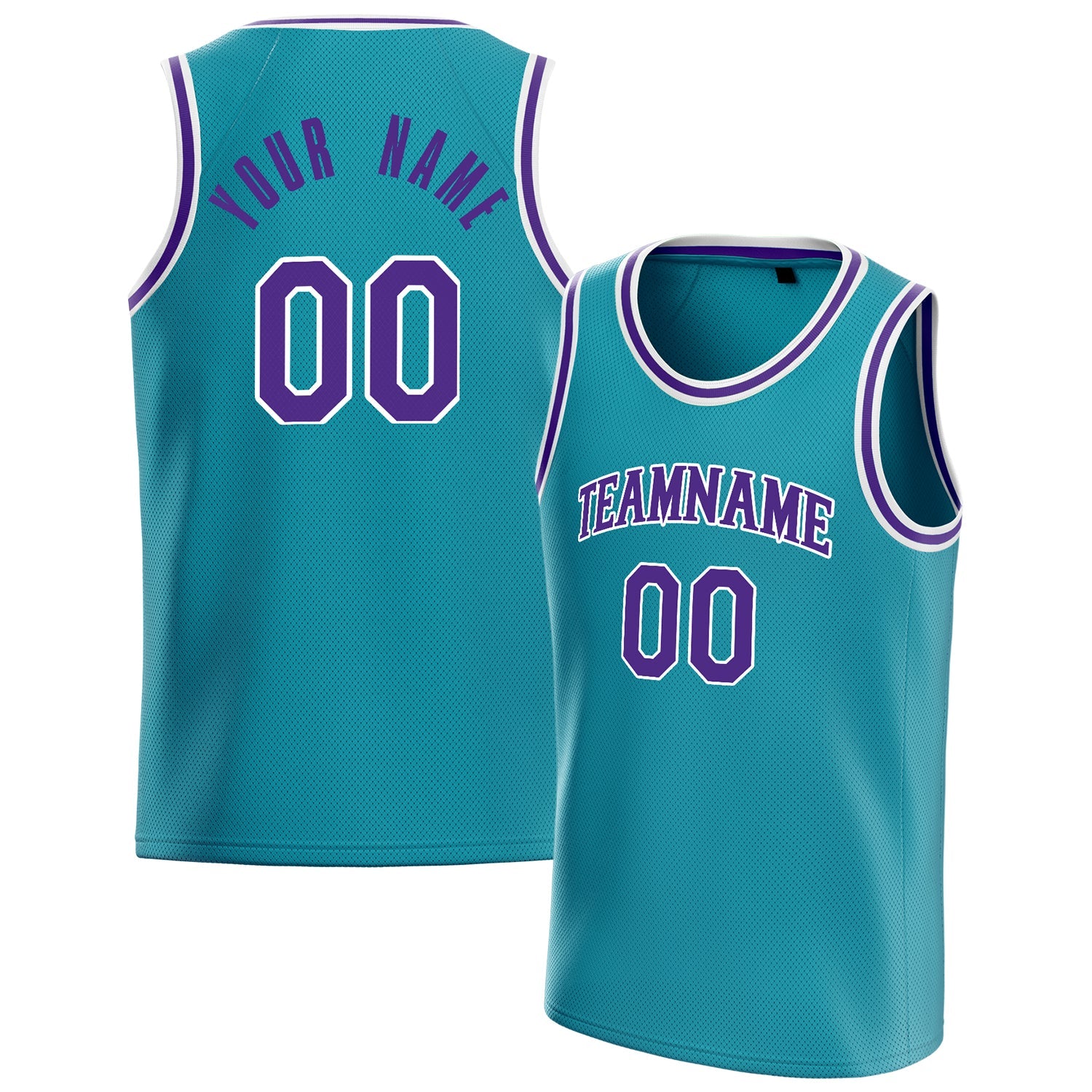 Custom Teal Purple Solid-Color Basketball Jersey