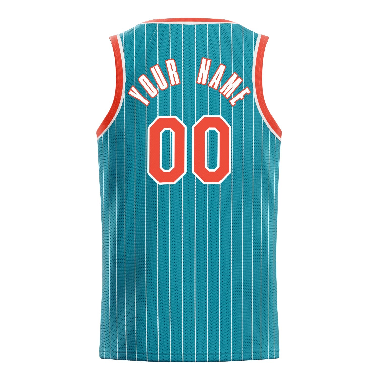 Custom Teal Orange White-Pinstripe Basketball Jersey