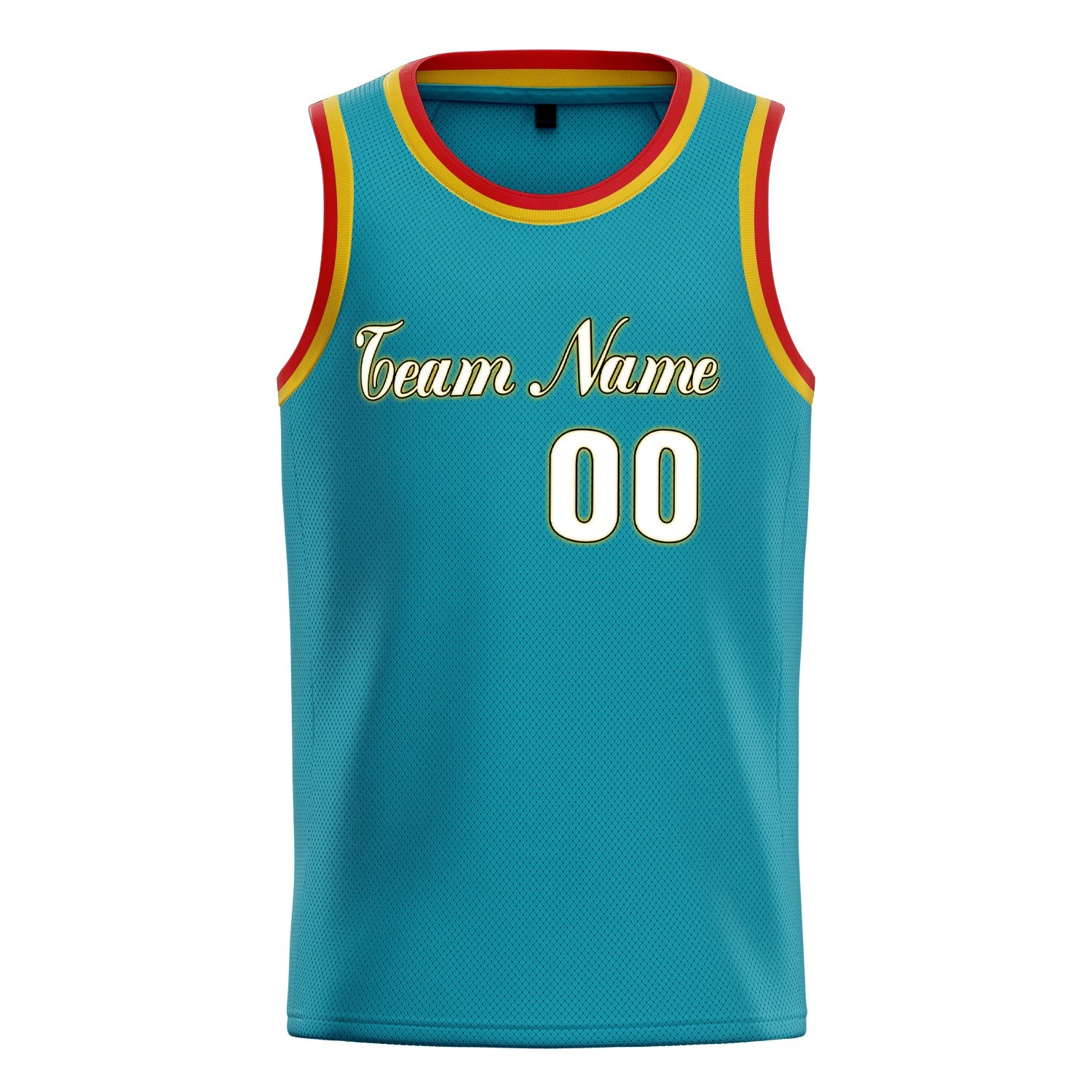 Custom Teal White Solid-Color Basketball Jersey