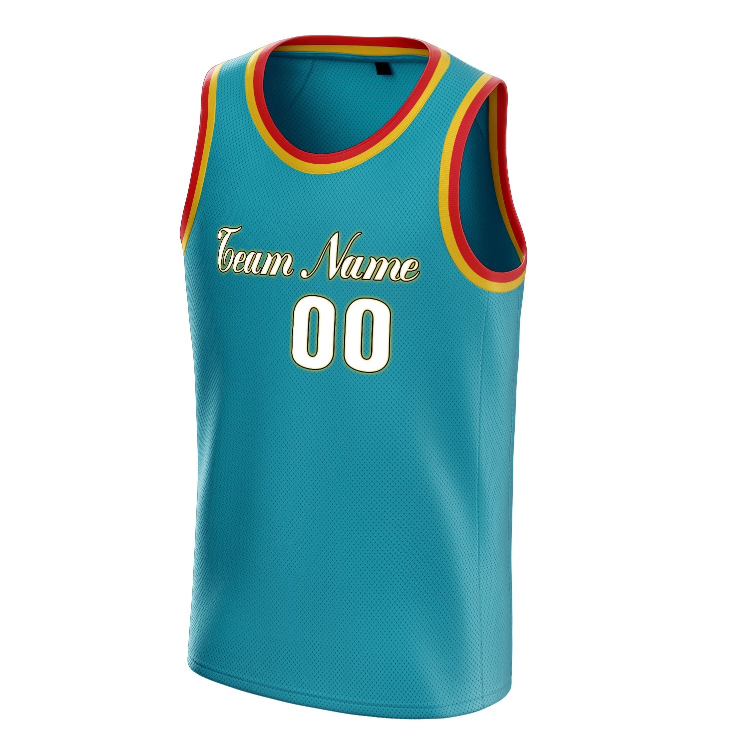 Custom Teal White Solid-Color Basketball Jersey