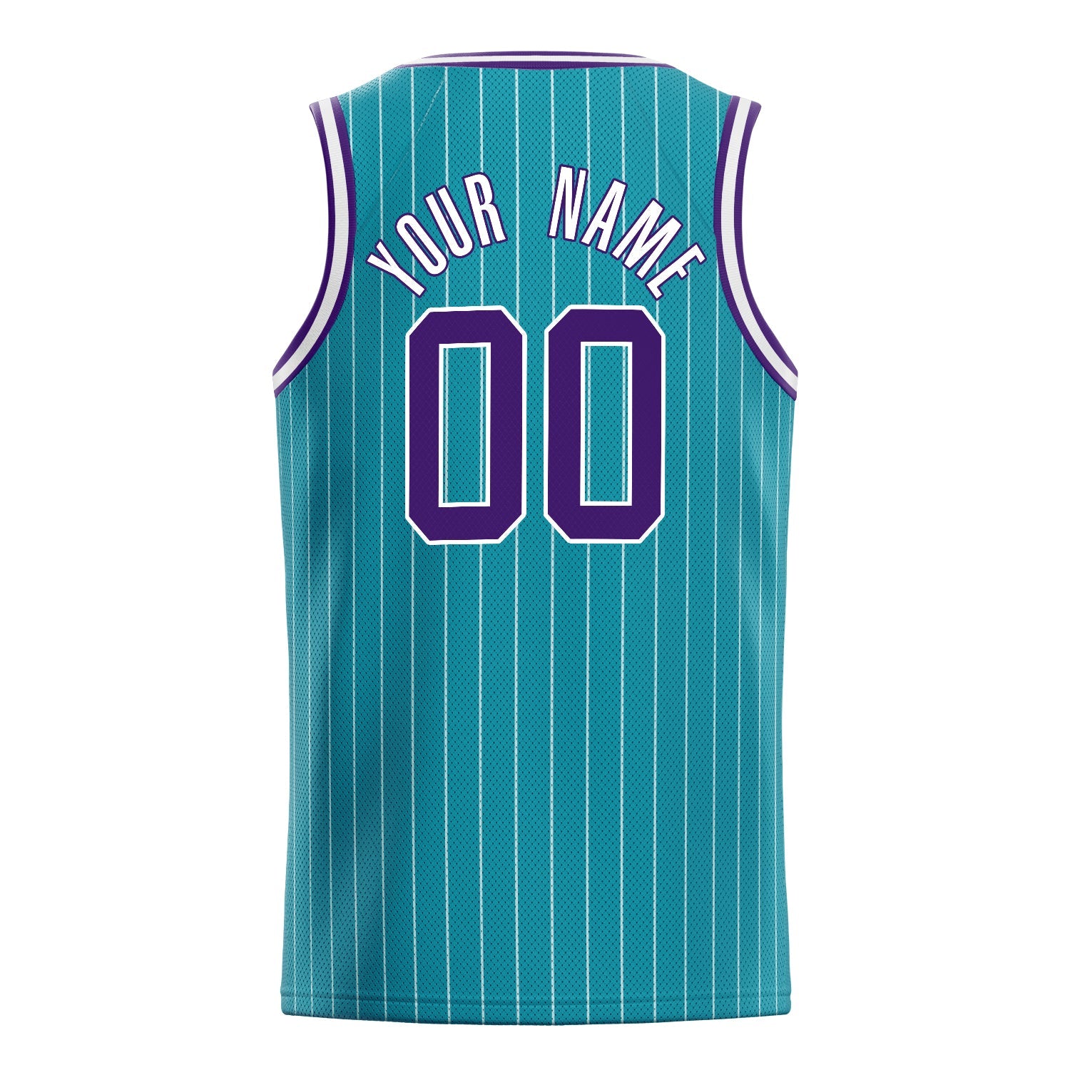 Custom Teal Purple White-Pinstripe Basketball Jersey