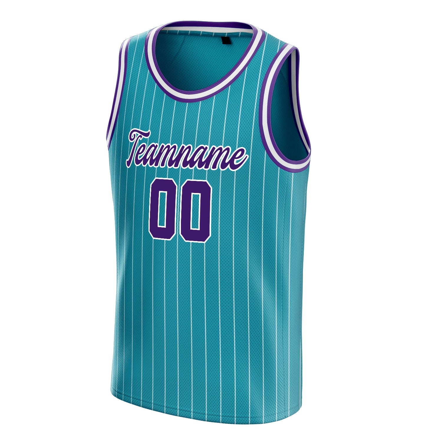 Custom Teal Purple White-Pinstripe Basketball Jersey