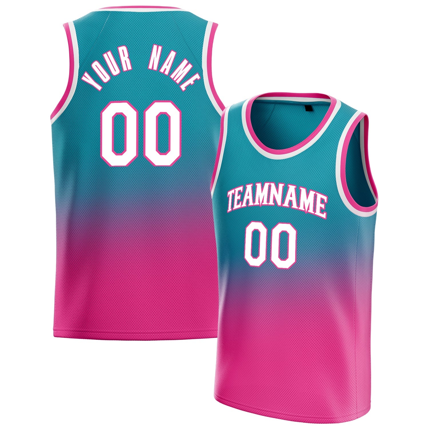 Custom Teal Pink Fade Basketball Jersey