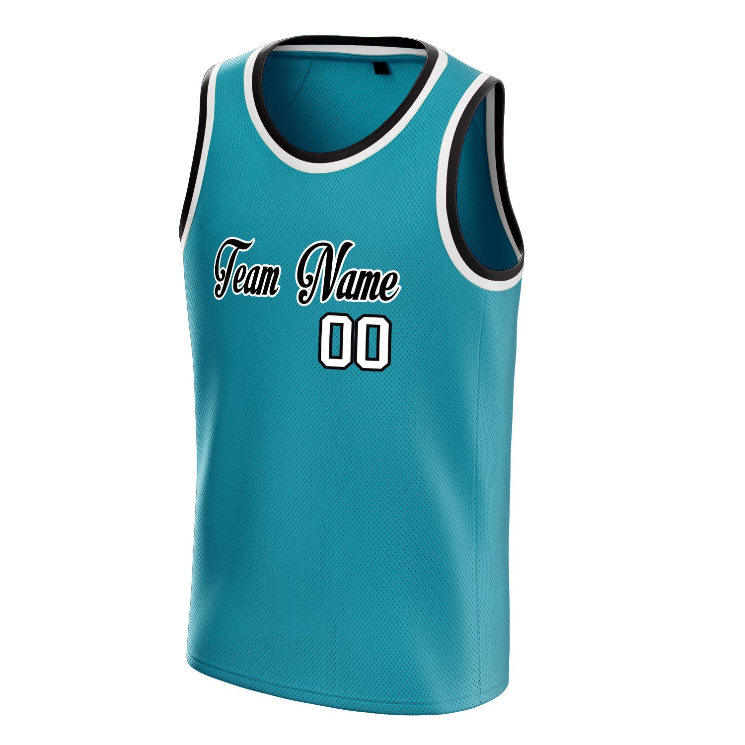 Custom Teal White Solid-Color Basketball Jersey