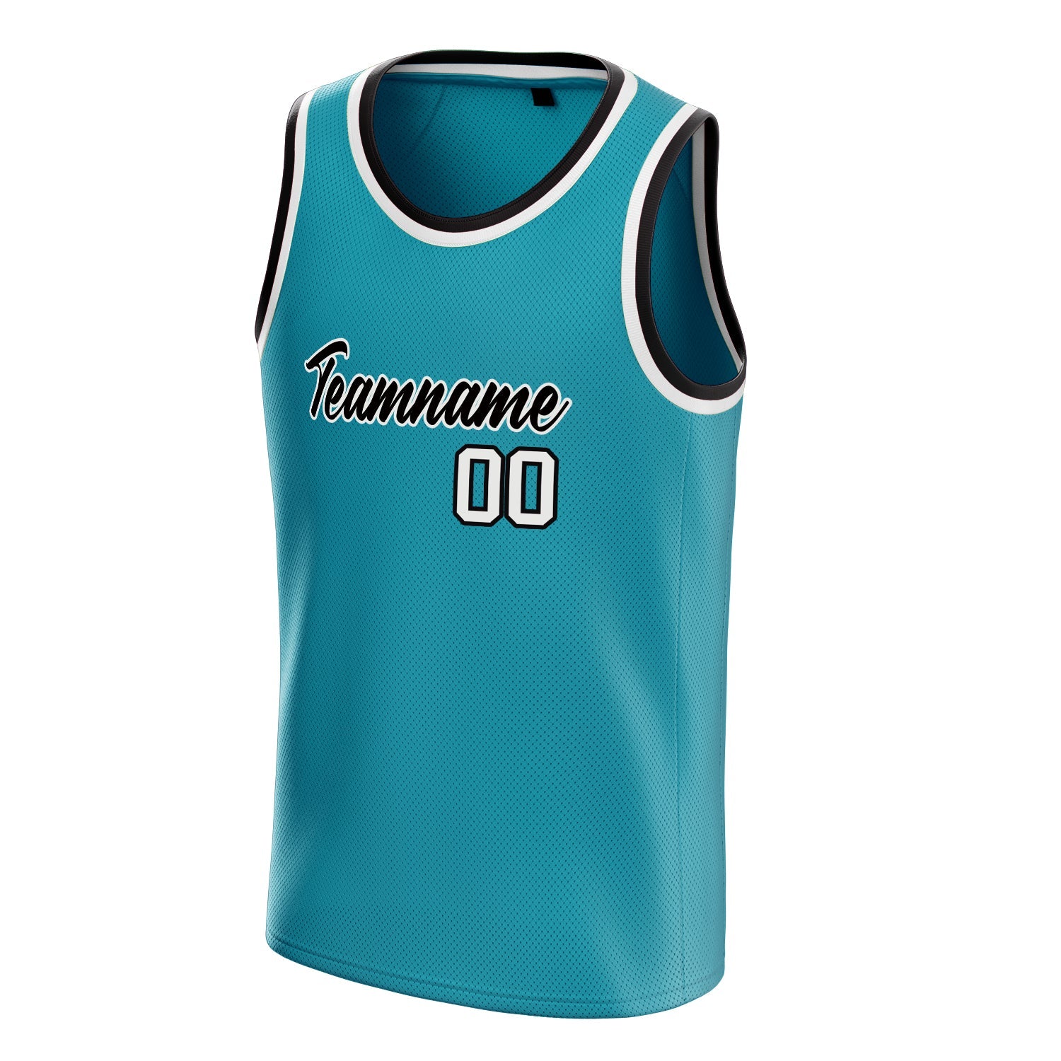 Custom Teal White Solid-Color Basketball Jersey