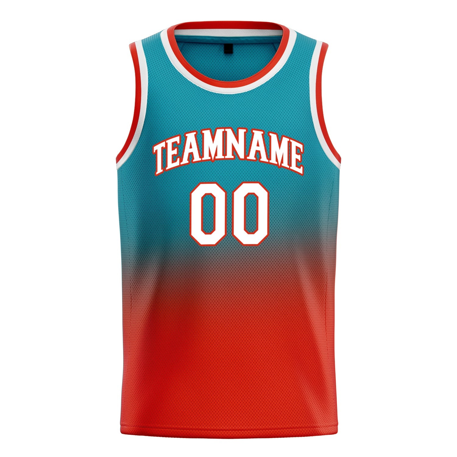 Custom Teal Orange Fade Basketball Jersey