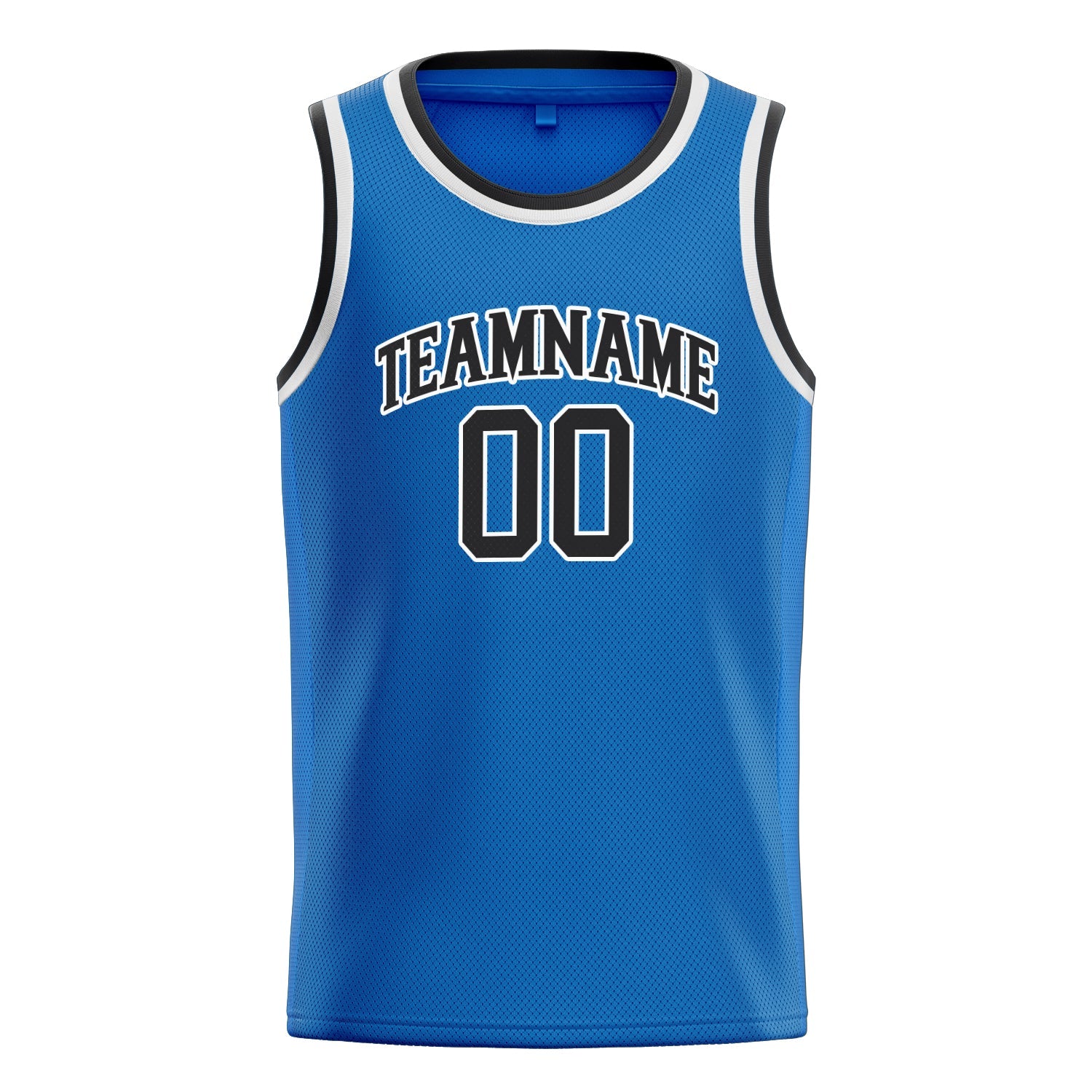 Custom Blue Black Solid-Color Basketball Jersey