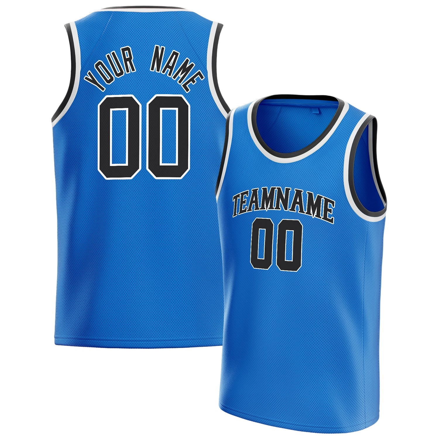 Custom Blue Black Solid-Color Basketball Jersey