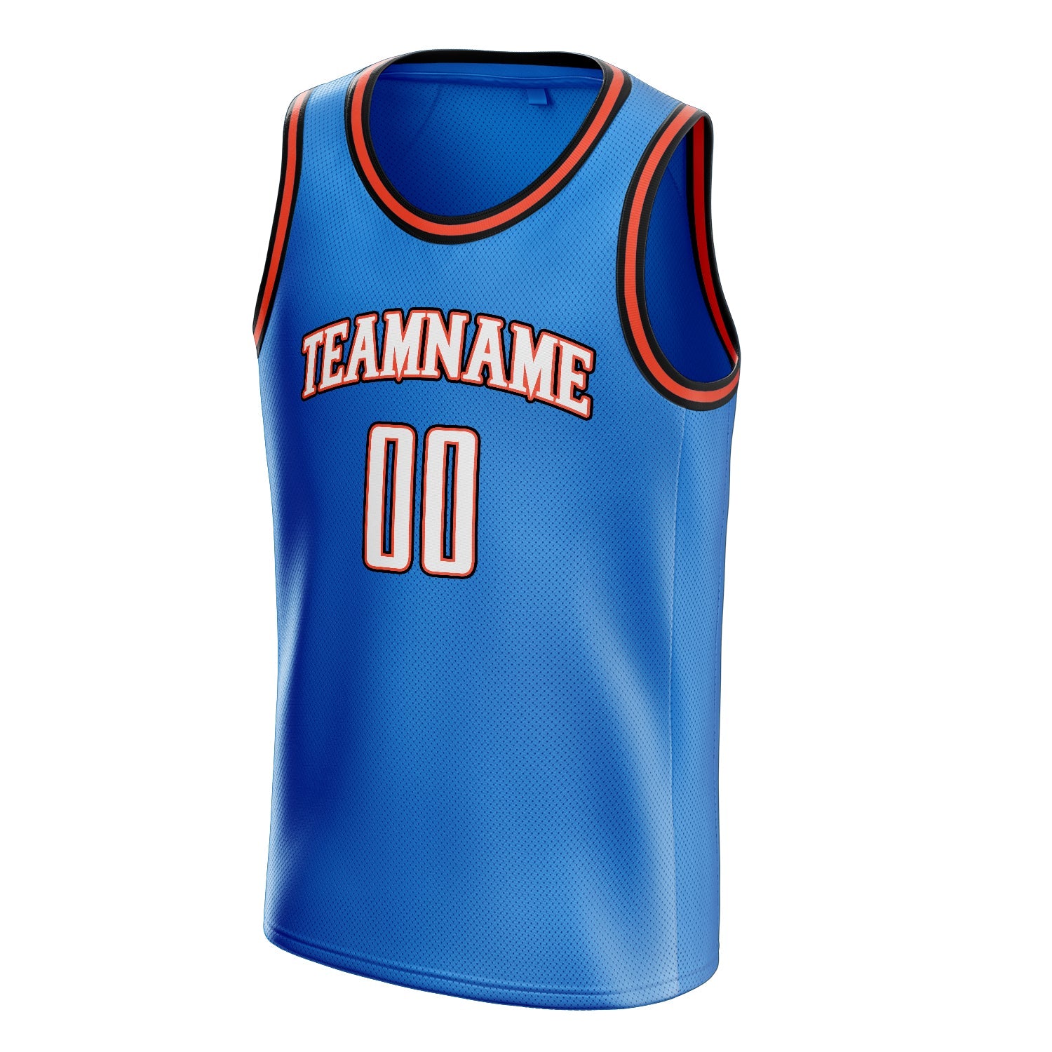 Custom Blue White Solid-Color Basketball Jersey