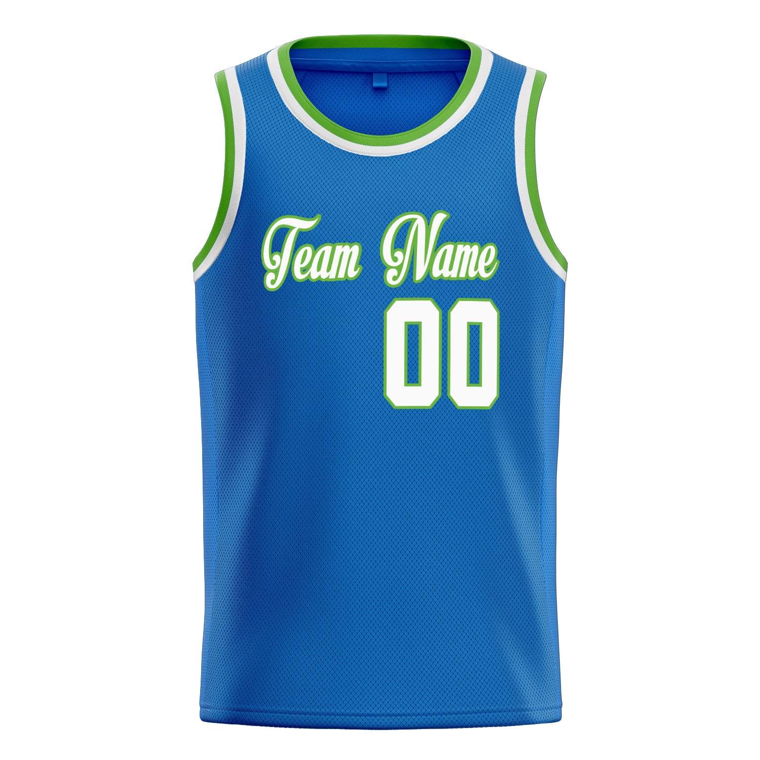 Custom Blue White Solid-Color Basketball Jersey