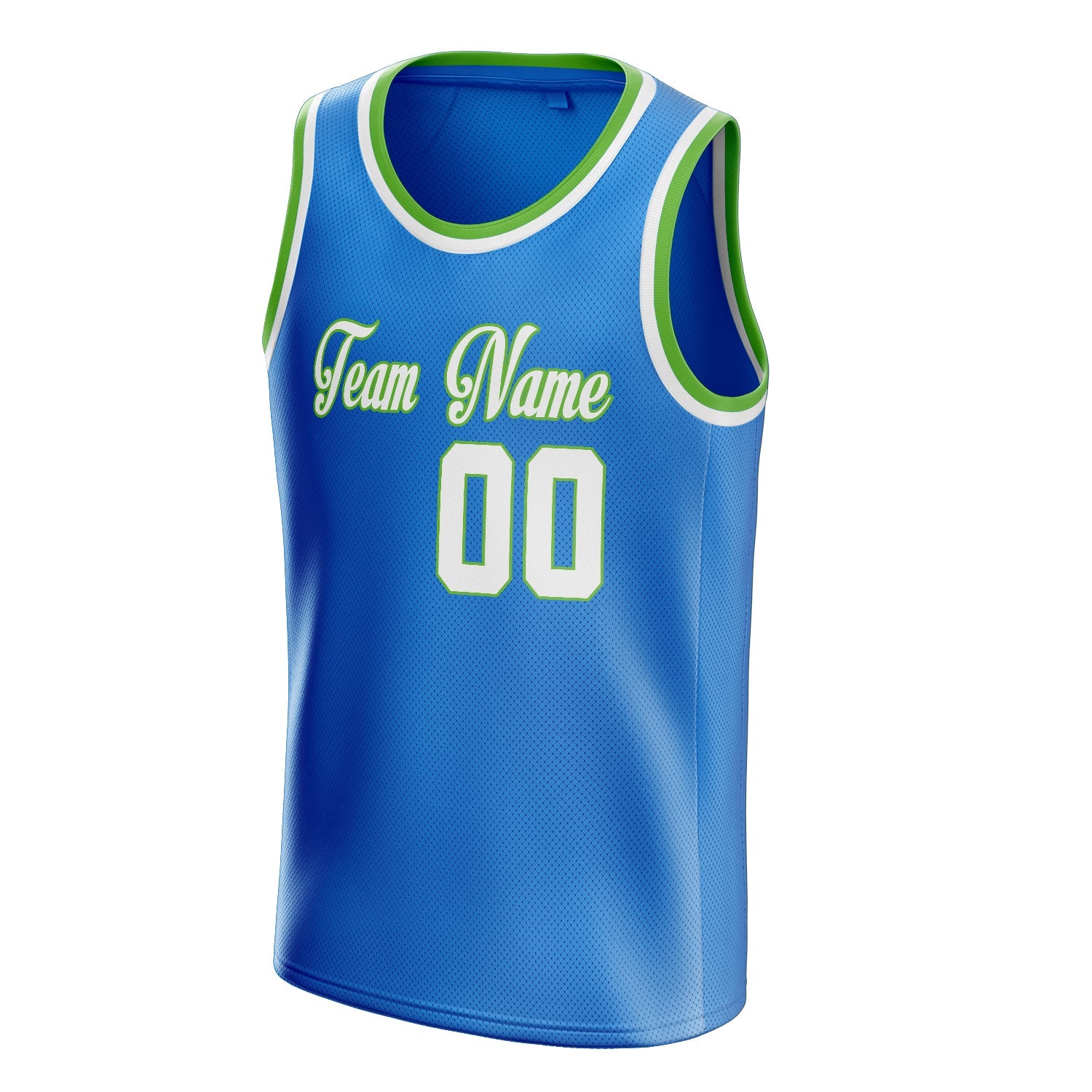 Custom Blue White Solid-Color Basketball Jersey