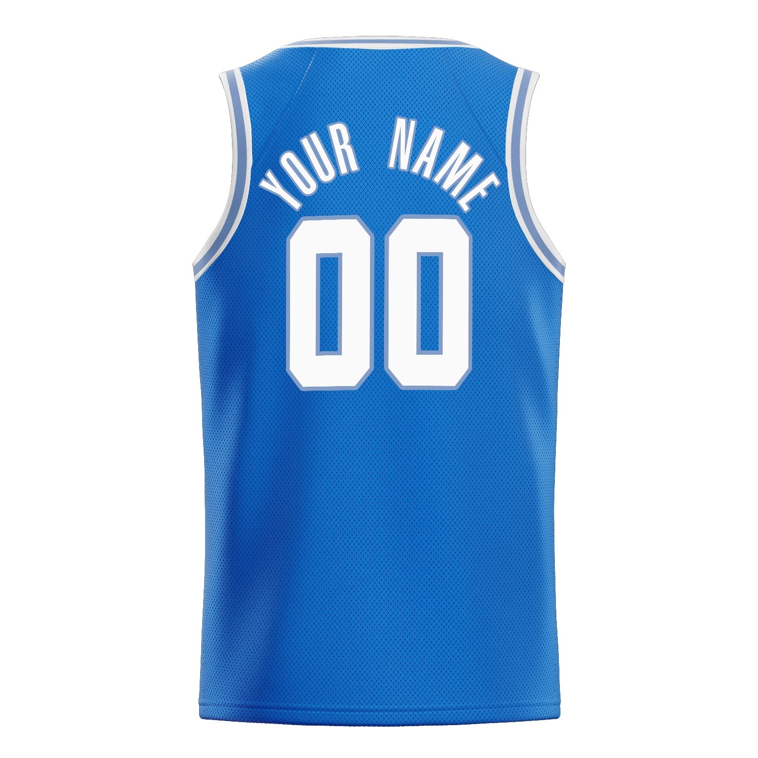 Custom Blue White Solid-Color Basketball Jersey