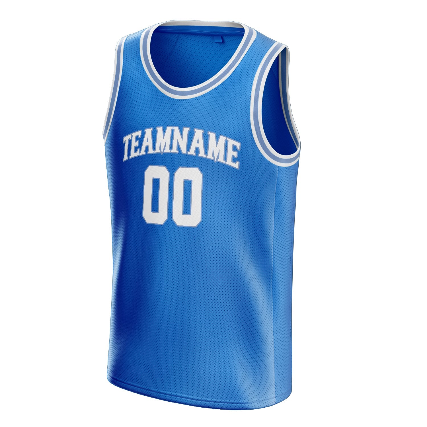 Custom Blue White Solid-Color Basketball Jersey