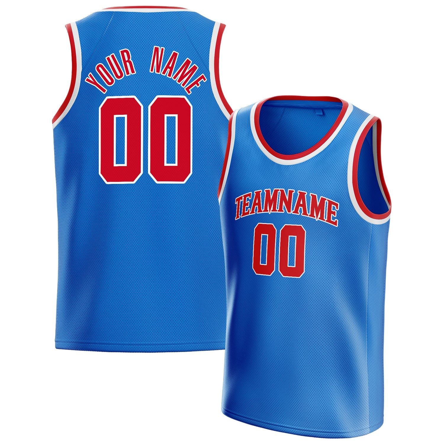Custom Blue Red Solid-Color Basketball Jersey
